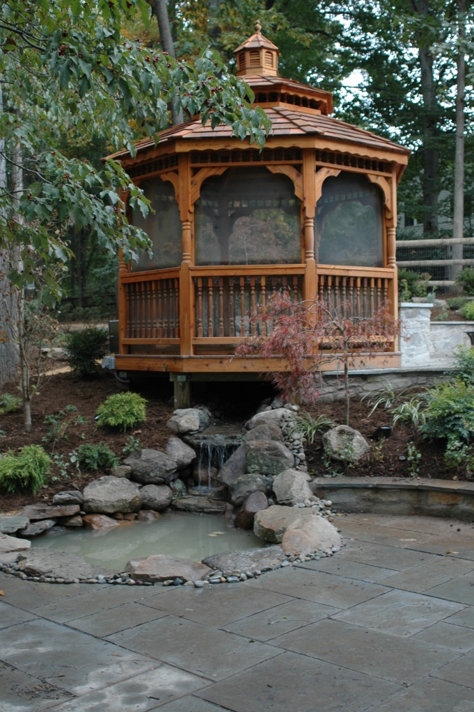 Gazebo with Waterfall As You Like It Landscaping