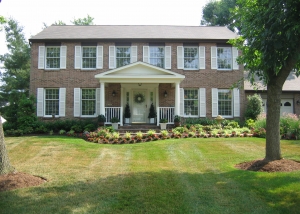 Portico, Front walkway, and Plantings