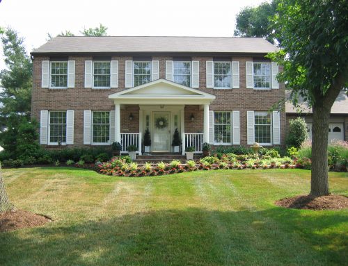 Portico, Front walkway, and Planting