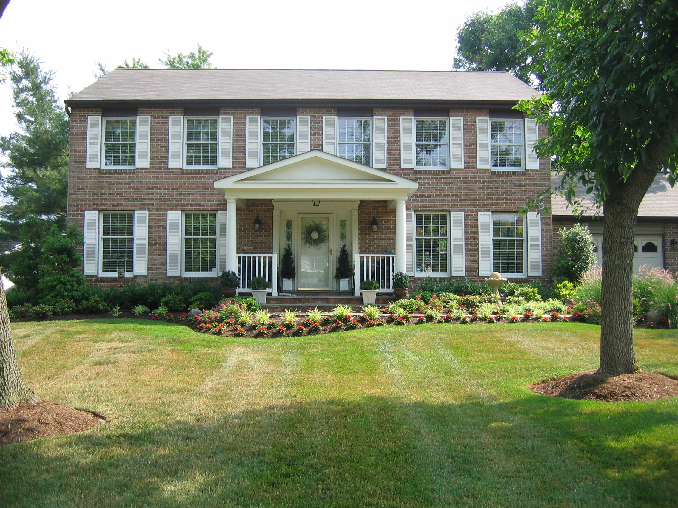 Portico, Front walkway, and Plantings