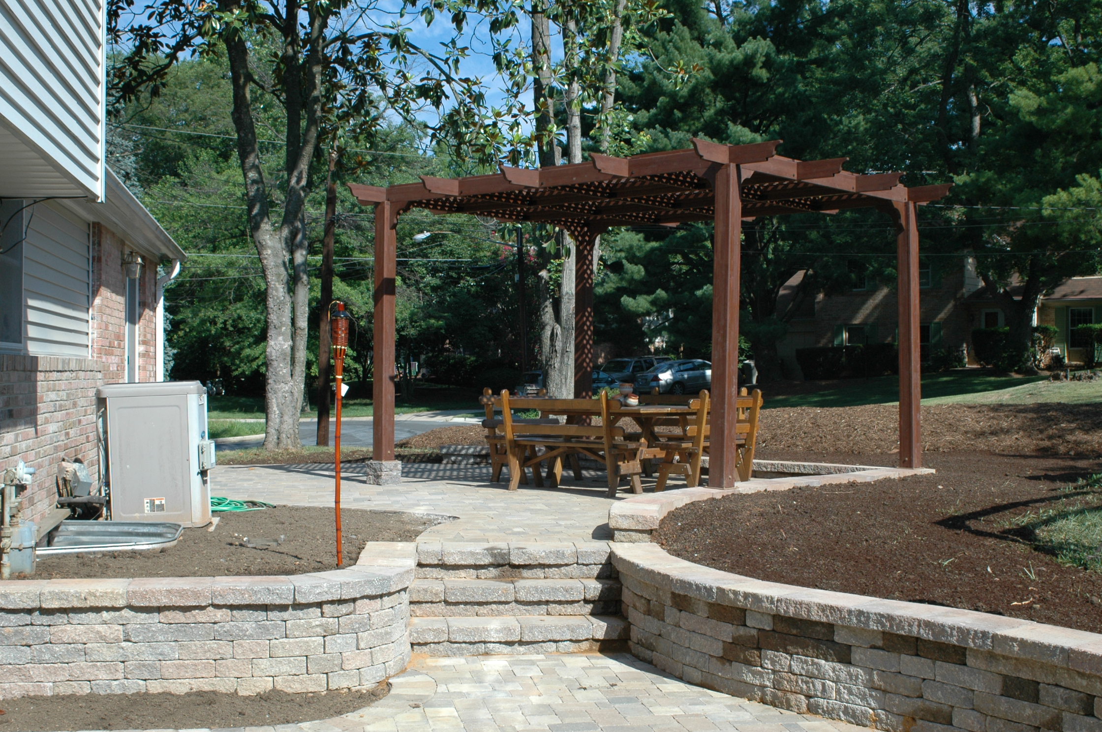 Patio, Steps, and Pergola