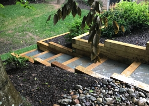 Flagstone and Timber Steps