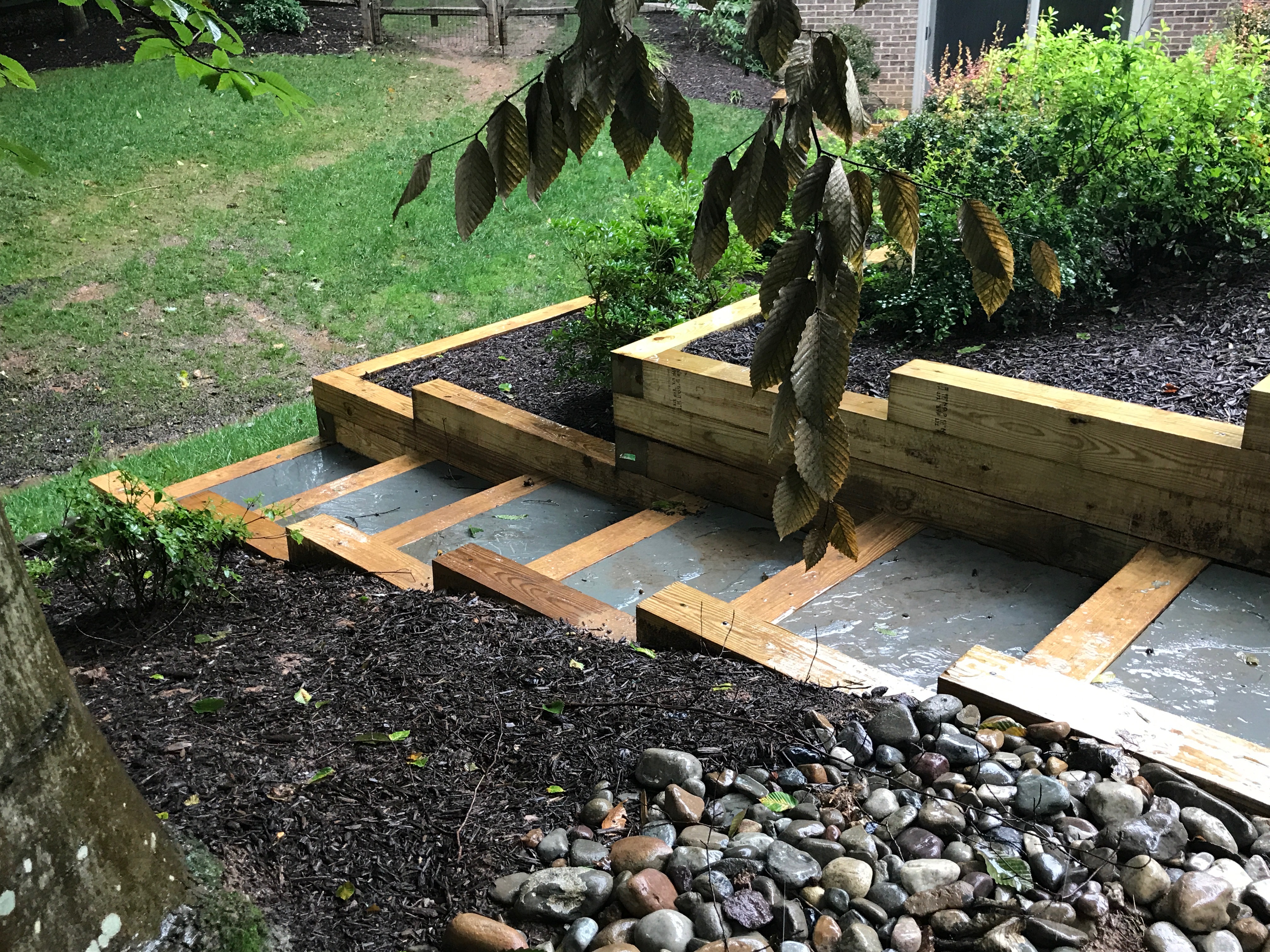 Flagstone and Timber Steps