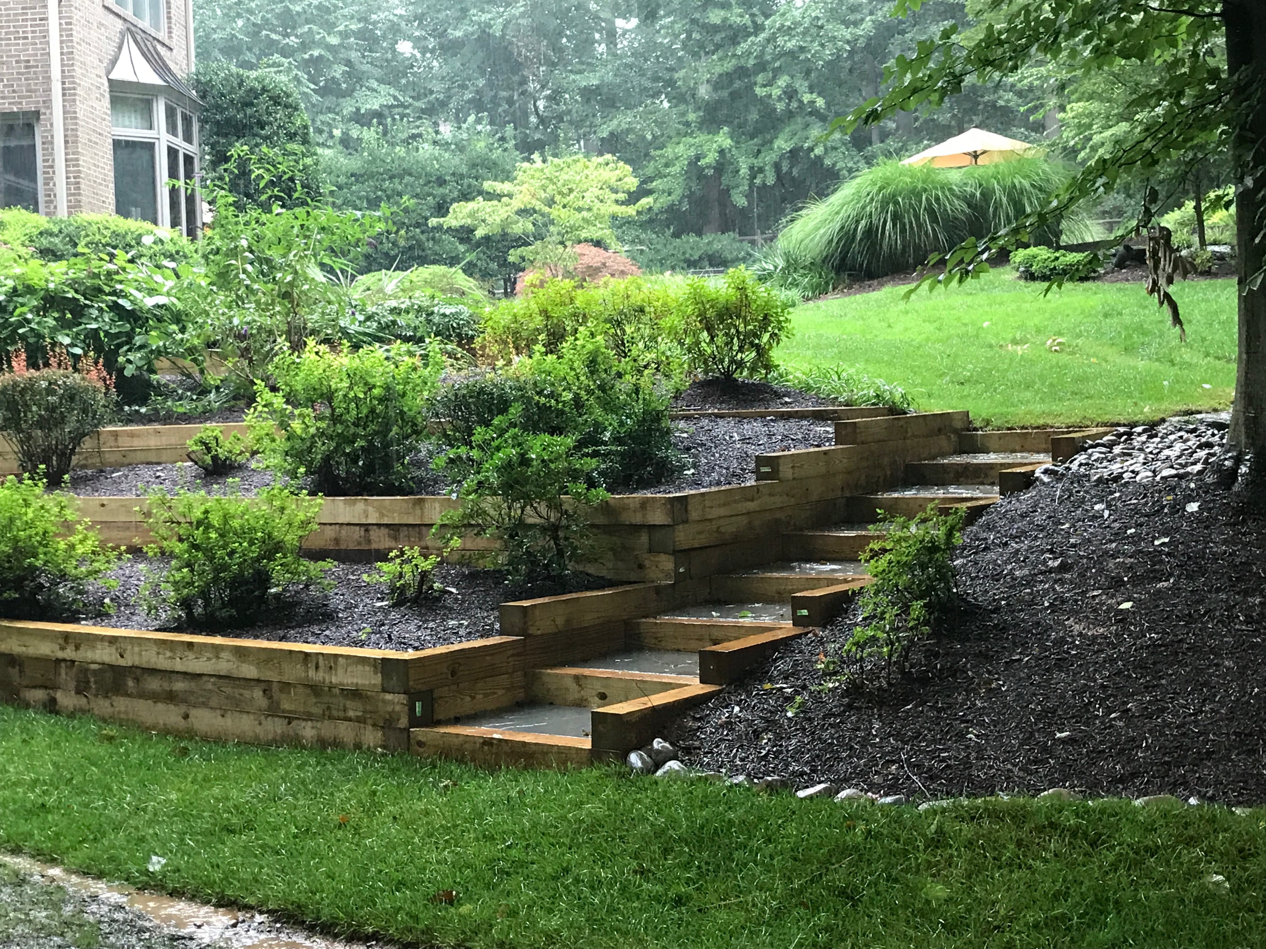 Flagstone and Timber Steps